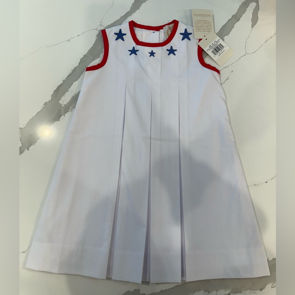 Beaufort Bonnet Mary Francis Frock White Red Trim, and Blue Star Size 4T USA - Picture 5 of 7